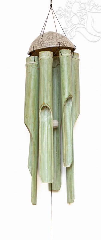 Bambusz szélcsengő, zöld - 120 cm