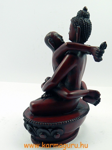 Buddha és Shakti (Samantabhadra) szobor rezin vörös - 16,5 cm