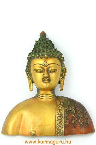 Buddha mell maszk rézből, bronz színű