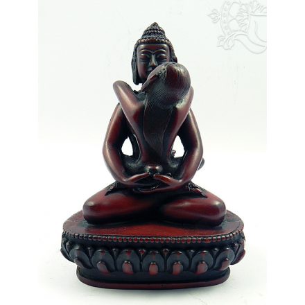 Buddha és Shakti (Samantabhadra) szobor rezin vörös - 12,5