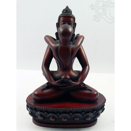 Buddha és Shakti (Samantabhadra) szobor rezin vörös - 16,5 cm