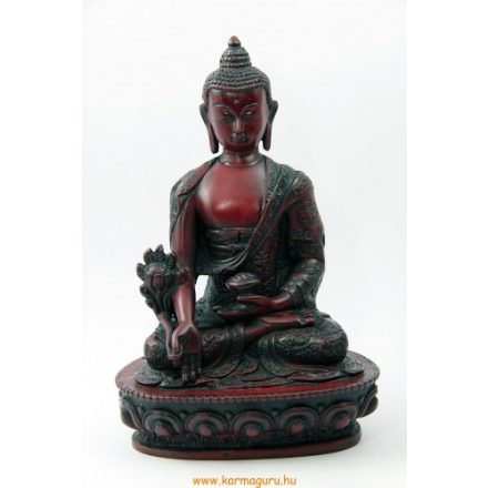 Gyógyító Buddha szobor rezin vörös színű - 20 cm