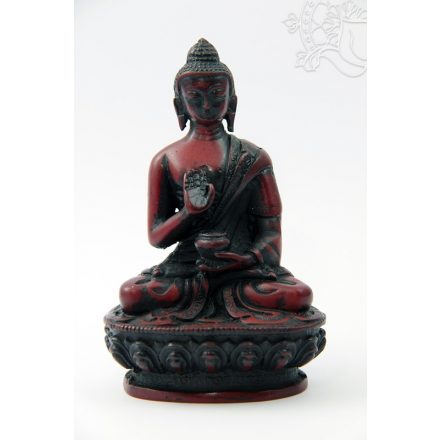 Áldó Buddha vörös  színű rezin szobor - 11 cm