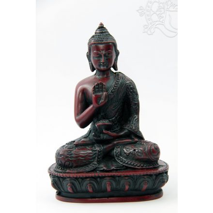 Áldó Buddha vörös  színű rezin szobor - 13,5 cm