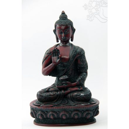 Áldó Buddha vörös  színű rezin szobor - 20 cm