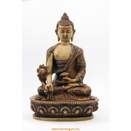 Gyógyító Buddha szobor rezin csont színű - 20 cm