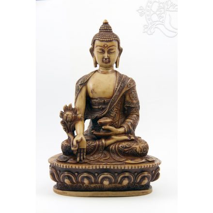 Gyógyító Buddha szobor rezin csont színű - 20 cm