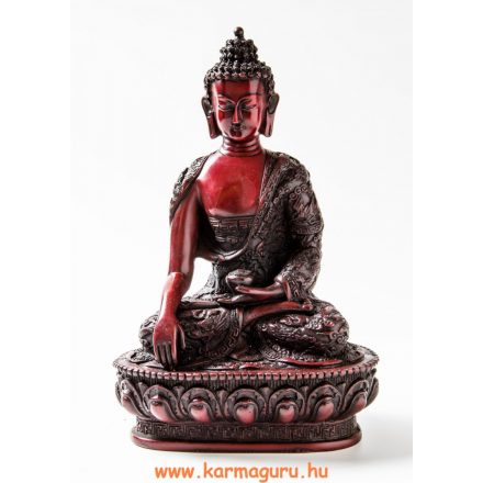 Buddha Shakyamuni, vörös színű rezin szobor - 27 cm