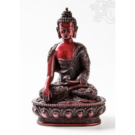 Buddha Shakyamuni, vörös színű rezin szobor - 27 cm