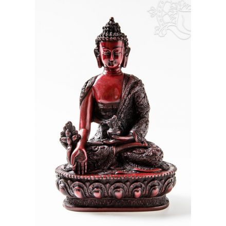 Gyógyító Buddha szobor rezin vörös színű - 27 cm