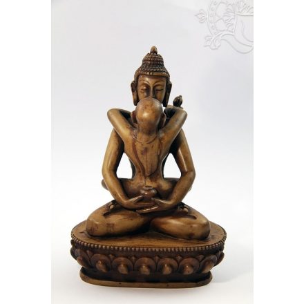 Buddha és Shakti (Samantabhadra) szobor csont színű- 16,5 cm