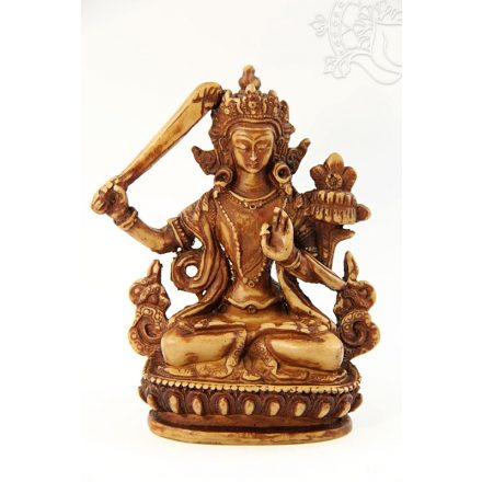 Manjushri szobor  csont színű - 11 cm