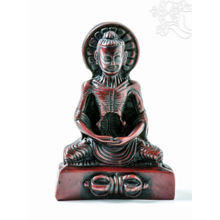 Böjtölő Buddha rezin szobor, vörös színű - 10 cm