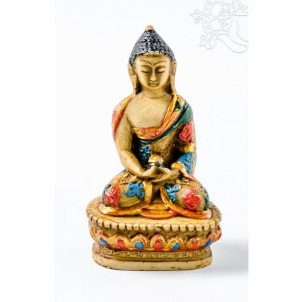 Amitabha Buddha kézzel festett rezin szobor - 9 cm