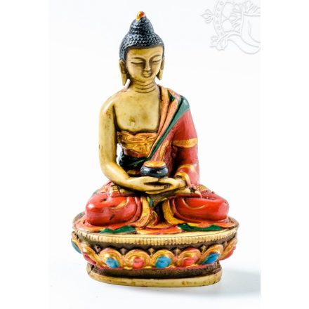 Amitabha Buddha kézzel festett rezin szobor - 11 cm