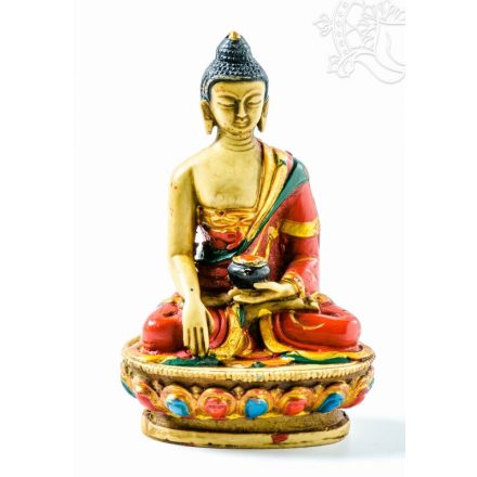 Shakyamuni Buddha kézzel festett rezin szobor - 11 cm