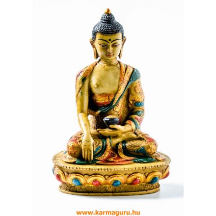 Shakyamuni Buddha kézzel festett rezin szobor - 20 cm