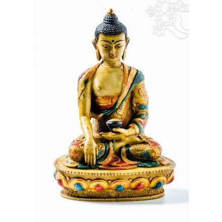 Shakyamuni Buddha kézzel festett rezin szobor - 20 cm