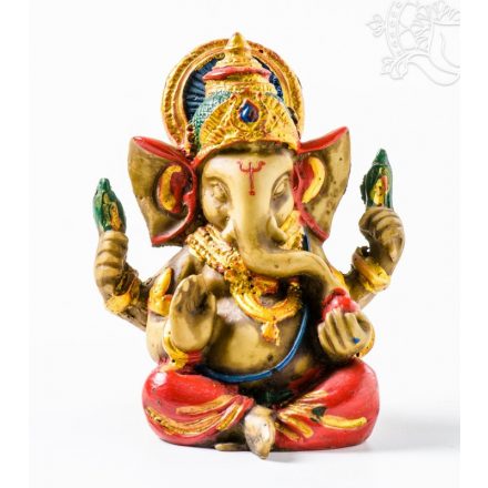 Ganesha kézzel festett rezin szobor - 10 cm