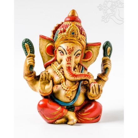 Ganesha kézzel festett rezin szobor - 15 cm