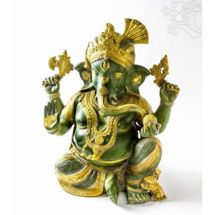 Ganesha réz szobor, arany-zöld- 60 cm