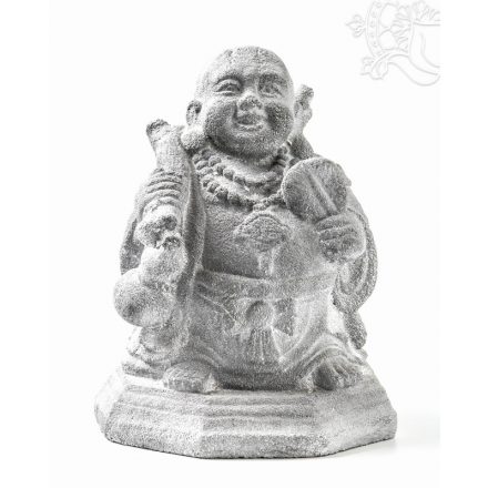 Nevető Buddha láva kő szobor - 20 cm