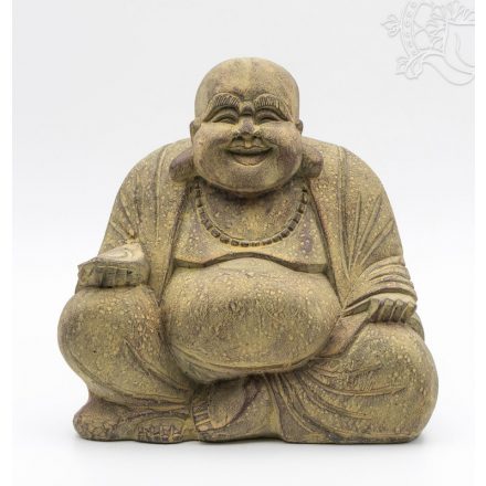 Nevető Buddha láva kő szobor - 20 cm