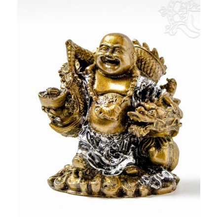 Nevető Buddha sárkánnyal- 15 cm