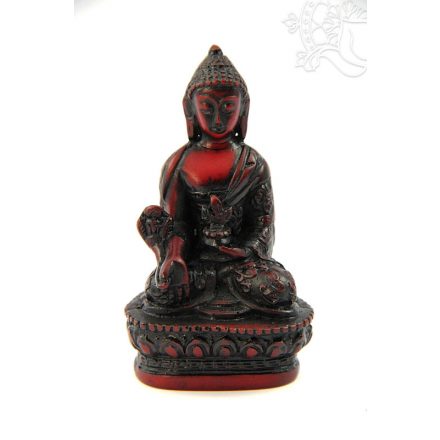 Gyógyító Buddha szobor rezin vörös színű - 9 cm