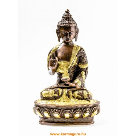 Áldó Buddha réz szobor, arany-bronz - 26cm