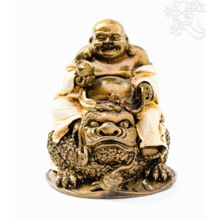 Nevető ülő Buddha békán- 16 cm