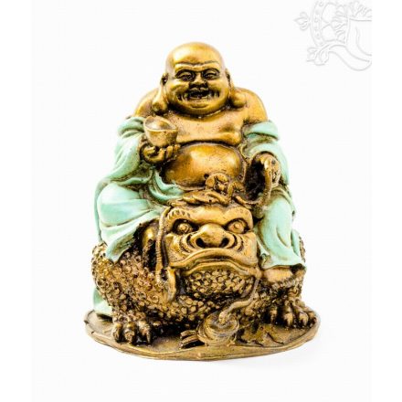 Nevető ülő Buddha békán- 16 cm