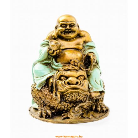 Nevető ülő Buddha békán- 16 cm