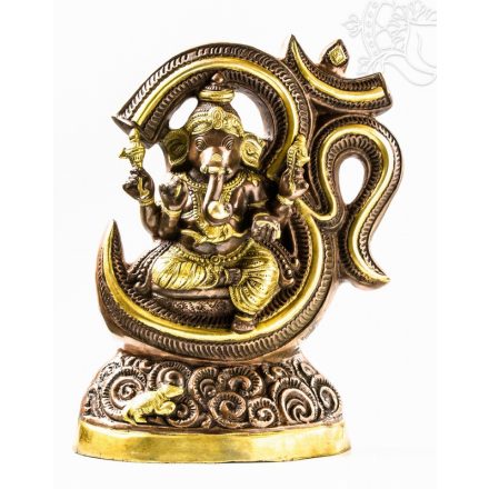 Ganesha Om jelel, réz szobor, arany-bronz - 38,5 cm