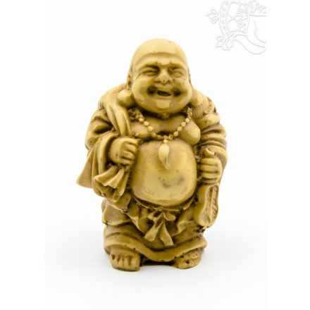 Nevető Buddha rezin szobor, csont  színű - 7 cm