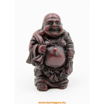 Nevető Buddha rezin szobor, vörös színű - 7 cm