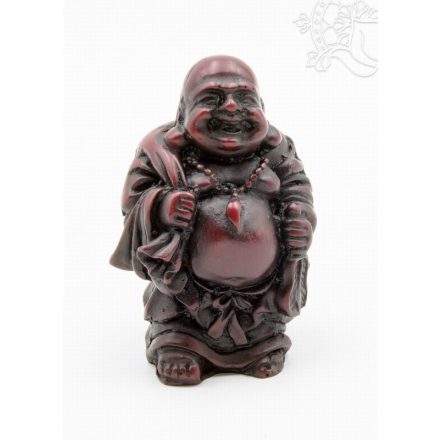 Nevető Buddha rezin szobor, vörös színű - 7 cm