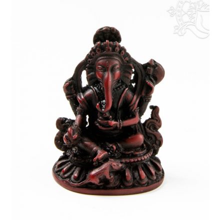 Ganesha, vörös színű rezin szobor - 8 cm