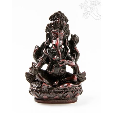 Ganesha, vörös színű rezin szobor - 11 cm