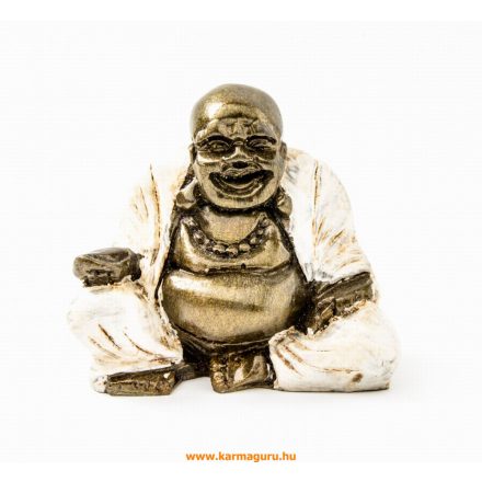 Nevető Buddha rezin szobor, csont  színű - 7 cm