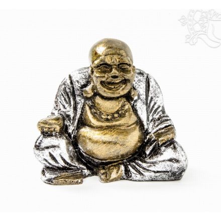 Nevető Buddha rezin szobor, csont  színű - 7 cm