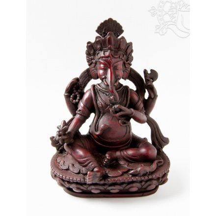 Ganesha, vörös színű rezin szobor - 20,5 cm