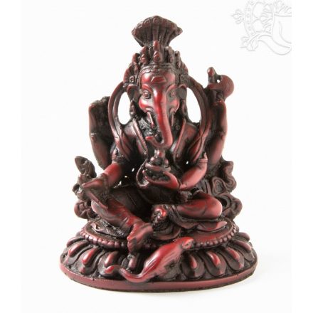 Ganesha, vörös színű rezin szobor - 12,5 cm