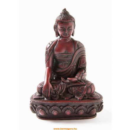 Shakyamuni Buddha, vörös színű rezin szobor - 17 cm