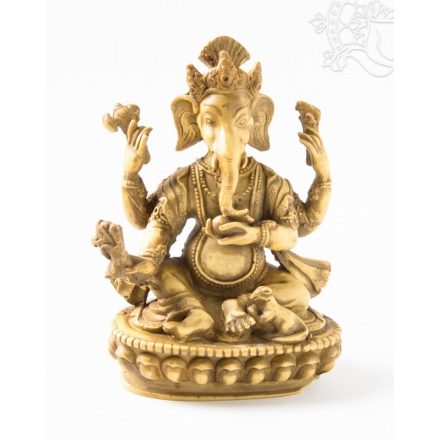 Ganesha, csont színű rezin szobor - 16 cm