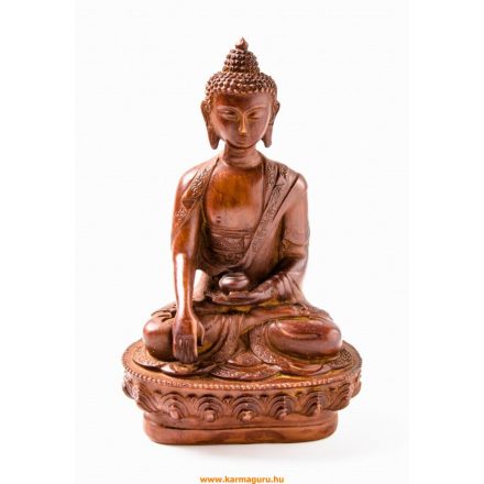 Buddha Shakyamuni rózsafa színű rezin szobor - 21 cm