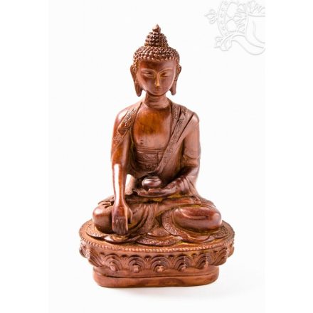 Buddha Shakyamuni rózsafa színű rezin szobor - 21 cm