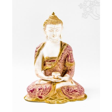 Amitabha Buddha szobor, fehér-arany és színes - 30cm