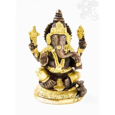 Ganesha réz szobor, arany-bronz - 12 cm