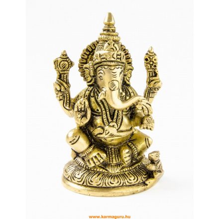 Ganesha réz szobor, matt sárga - 12 cm